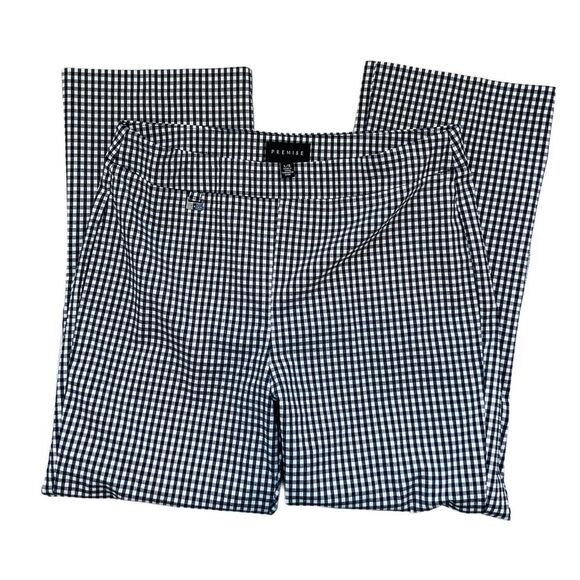 Premise Navy & White Gingham Cropped Straight Leg Pants Women’s Large - Picture 4 of 7